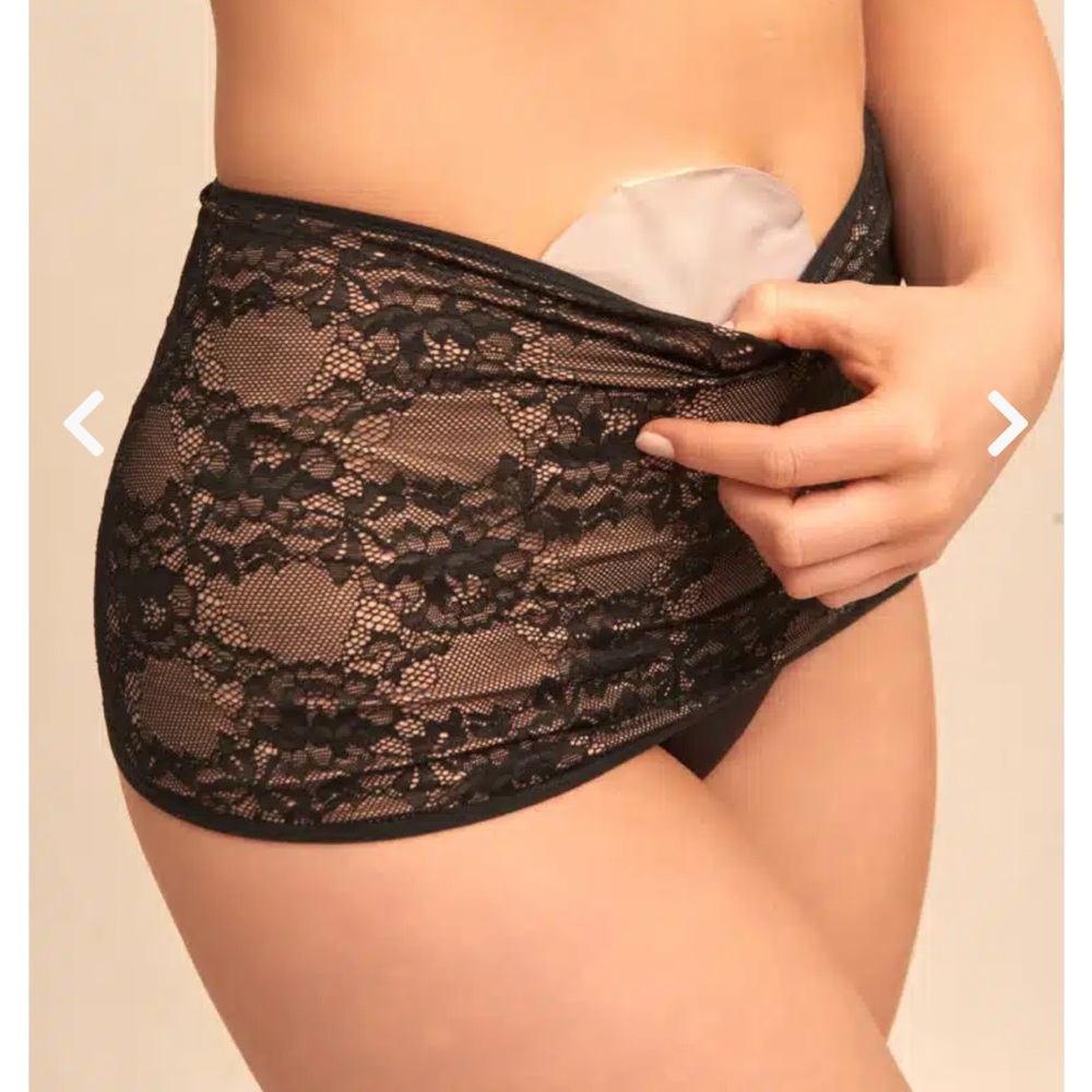 Black Lace Pocket Brief for Discreet Ostomy Support